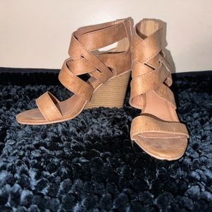 Tan heeled sandals